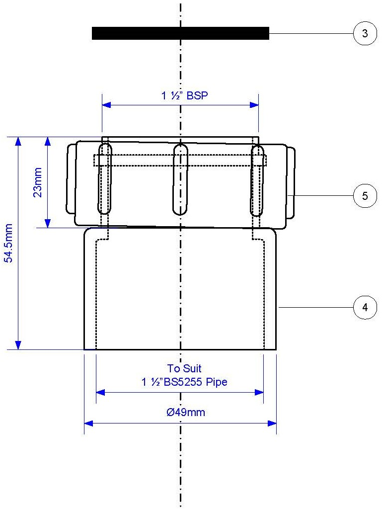 McAlpine T25 Cap and Lining BSP Coupling adapter for bath wastes 1½"