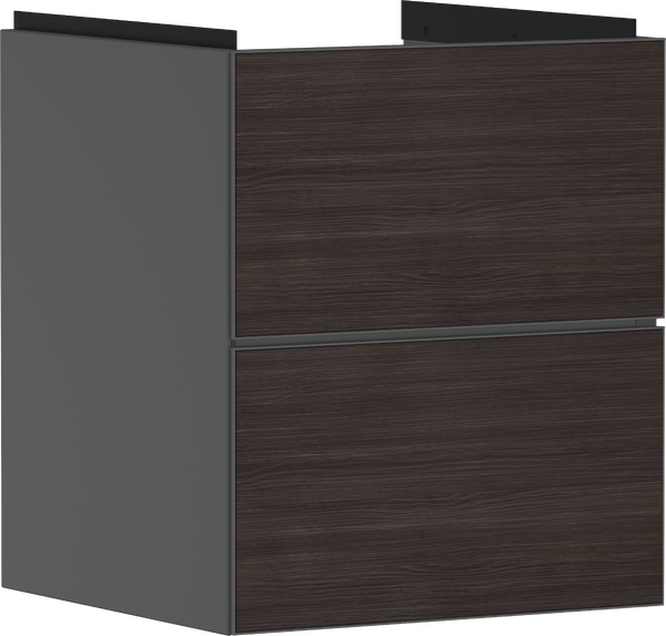 Vanity unit Slate Matt Grey 480/475 with 2 drawers for handrinse basin Dark Oak