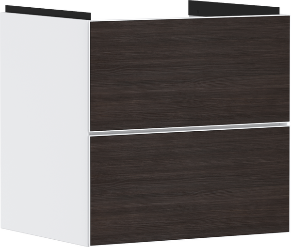 Vanity unit Matt White 580/475 with 2 drawers for wash basin Dark Oak