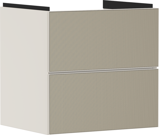 Meuble bas pour plan vasque 580/475 avec 2 tiroirs caisson Beige mat