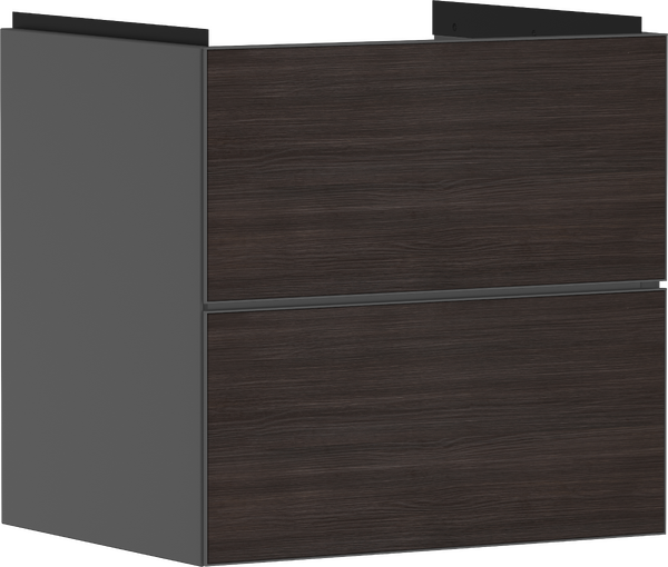 Vanity unit Slate Matt Grey 580/475 with 2 drawers for wash basin Dark Oak