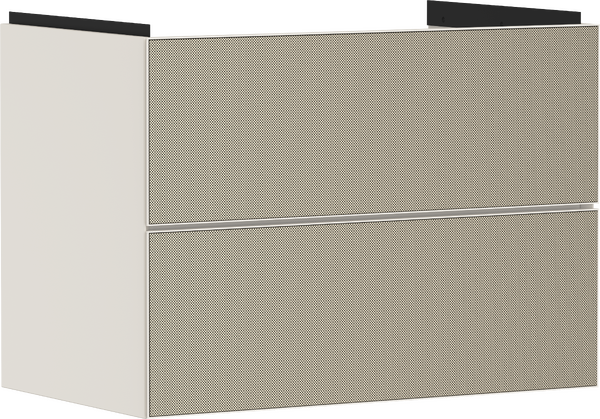 Meuble bas pour plan vasque 780/475, 2 tiroirs, caisson Beige mat Bronze texturé
