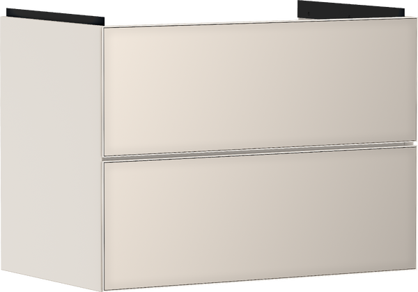 Meuble bas pour plan vasque 780/475, 2 tiroirs, caisson Beige mat Beige métallisé