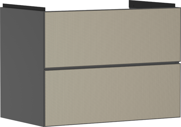 Meuble bas pour plan vasque 780/475, 2 tiroirs, caisson Gris mat Bronze texturé