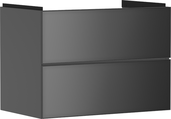 Meuble bas pour plan vasque 780/475, 2 tiroirs, caisson Gris mat Gris métallisé