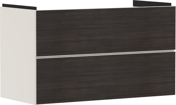 Skříňka pod umyvadlo písková matná béžová 980/475 se 2 zásuvkami tmavý dub