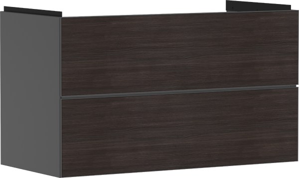 Skříňka pod umyvadlo břidlicová matná šedá 980/475 se 2 zásuvkami tmavý dub