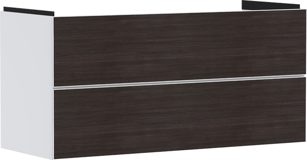 Servantskap matt hvit 1180/475 med 2 skuffer for servant Mørk eik