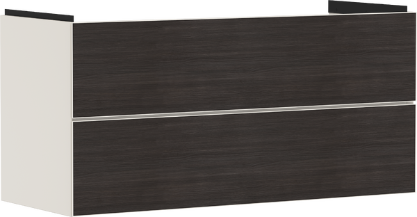 Servantskap matt sandbeige 1180/475 med 2 skuffer for servant Mørk eik