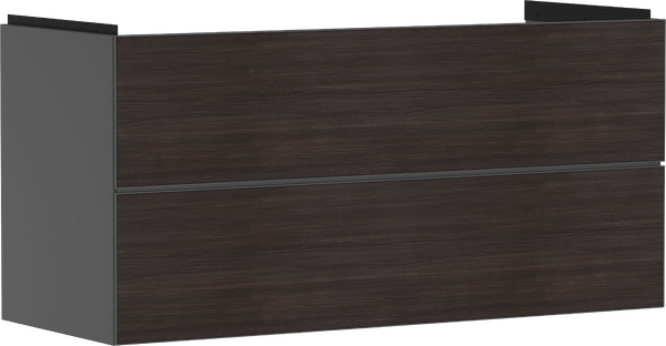 Servantskap matt skifergrå 1180/475 med 2 skuffer for servant Mørk eik