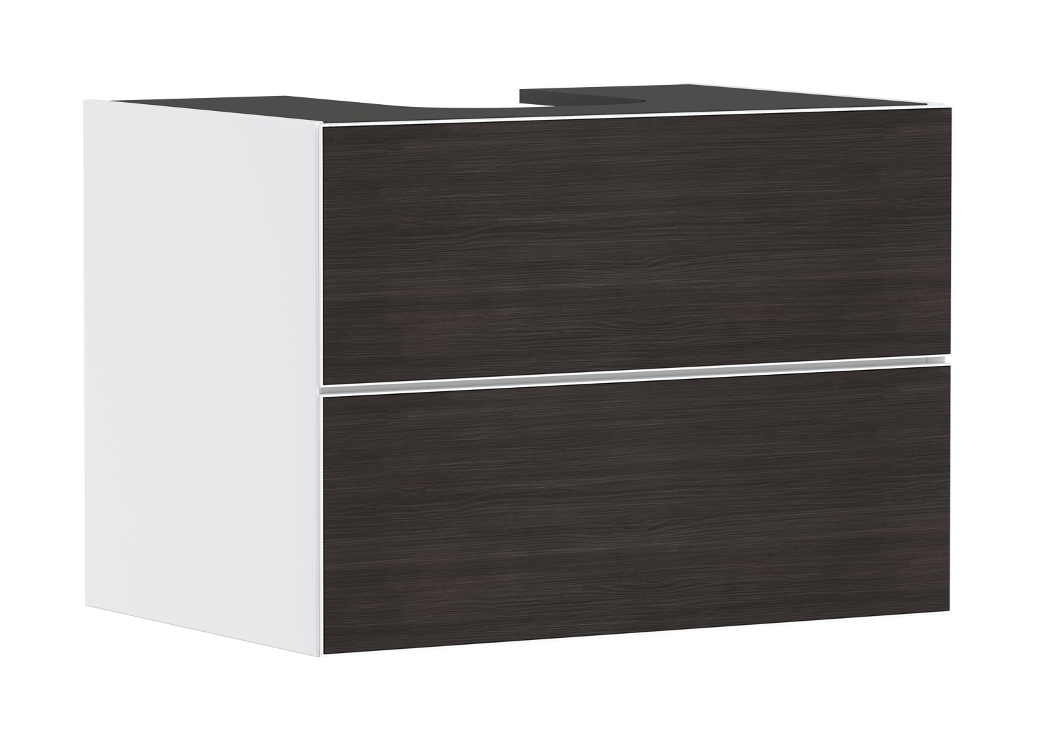 Waschtischunterschrank Mattweiss 780/550 mit 2 Schubkästen für Konsole mit Ausschnitt mittig