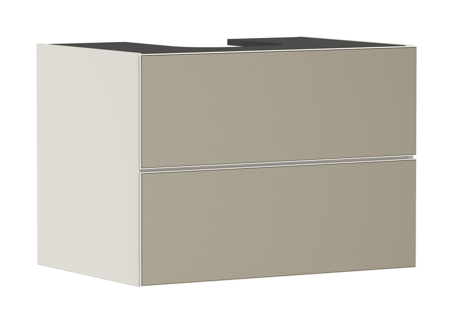 Waschtischunterschrank Sandbeige Matt 780/550 mit 2 Schubkästen für Konsole mit Ausschnitt mittig