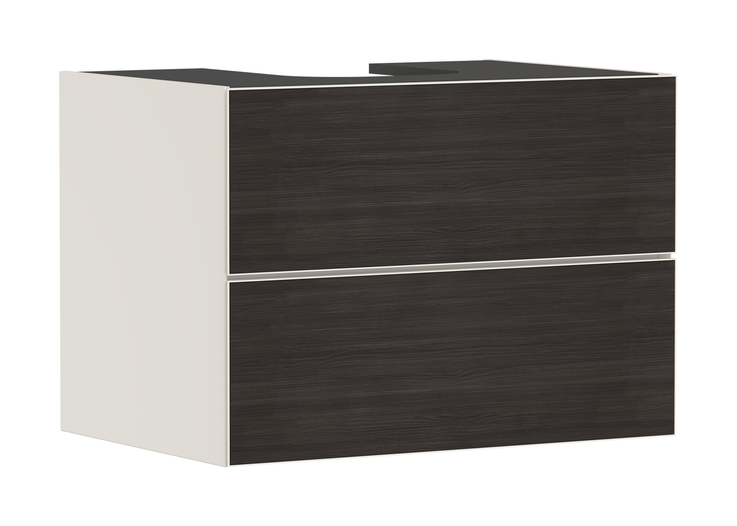 Onderkast Sand Matt Beige 780/550 met 2 laden voor console met uitsparing in het midden