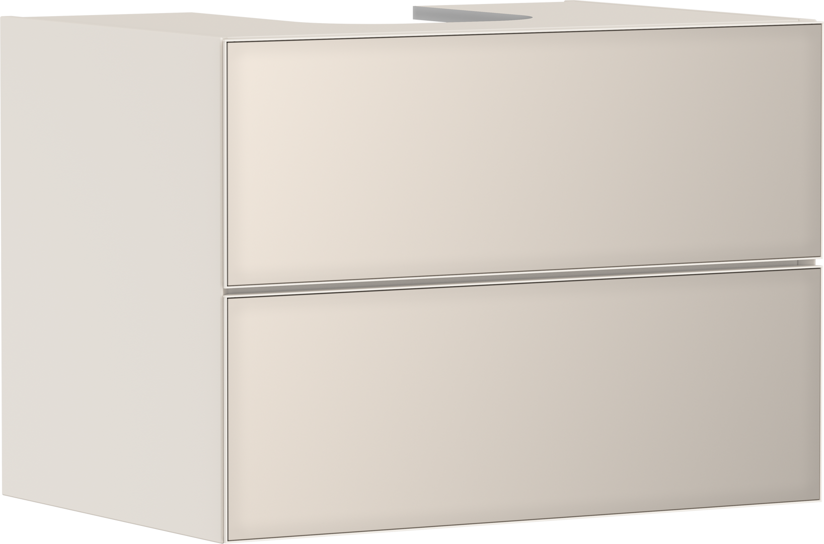 Waschtischunterschrank Sandbeige Matt 780/550 mit 2 Schubkästen für Konsole mit Ausschnitt mittig