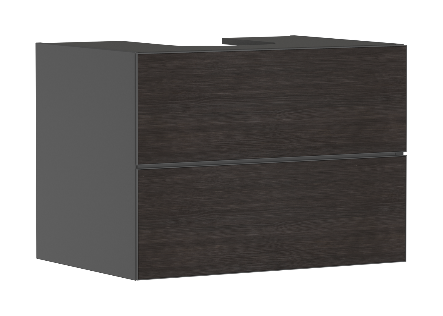 Waschtischunterschrank Schiefergrau Matt 780/550 mit 2 Schubkästen für Konsole mit Ausschnitt mittig