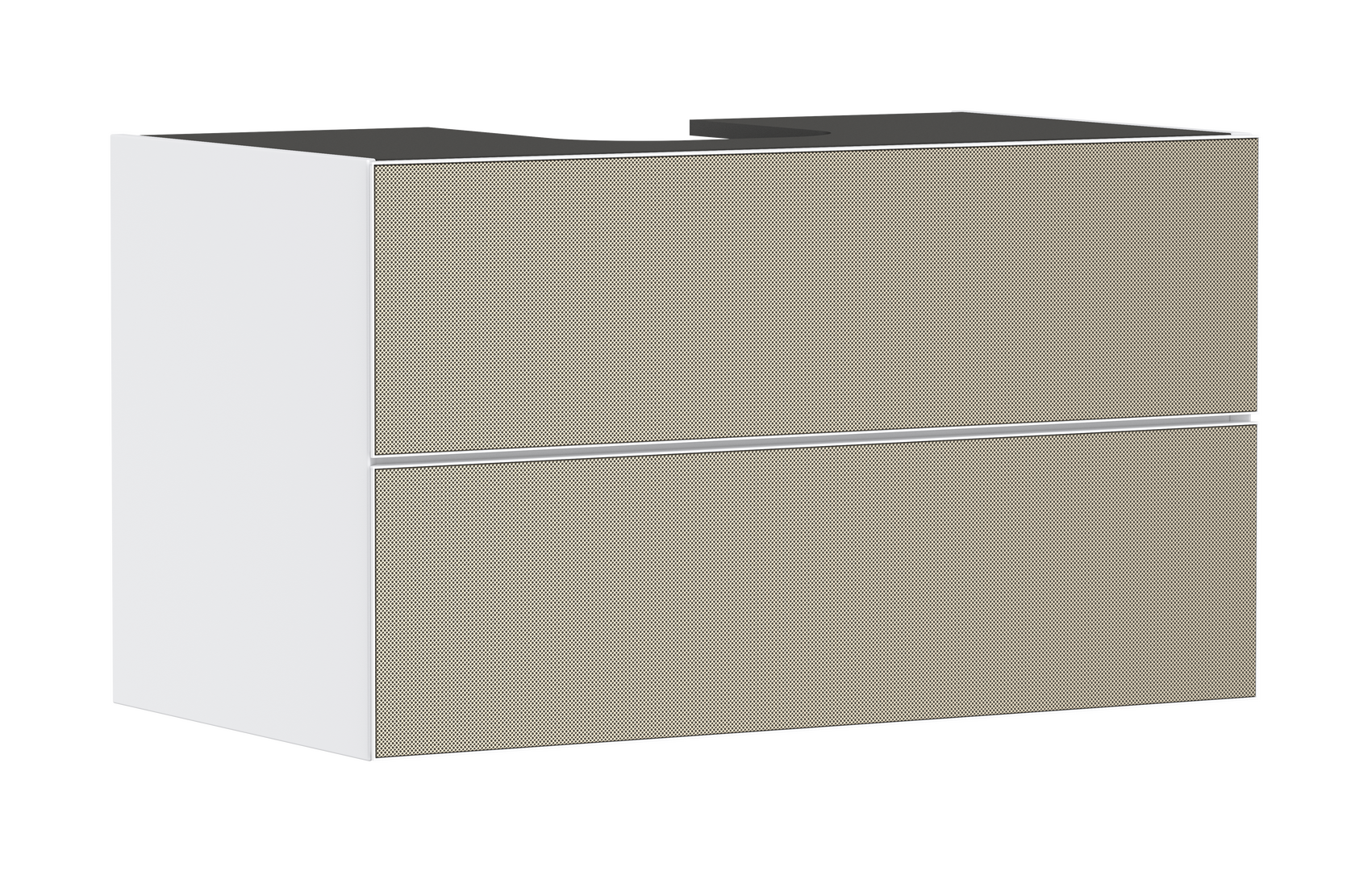 Waschtischunterschrank Mattweiss 980/550 mit 2 Schubkästen für Konsole mit Ausschnitt mittig