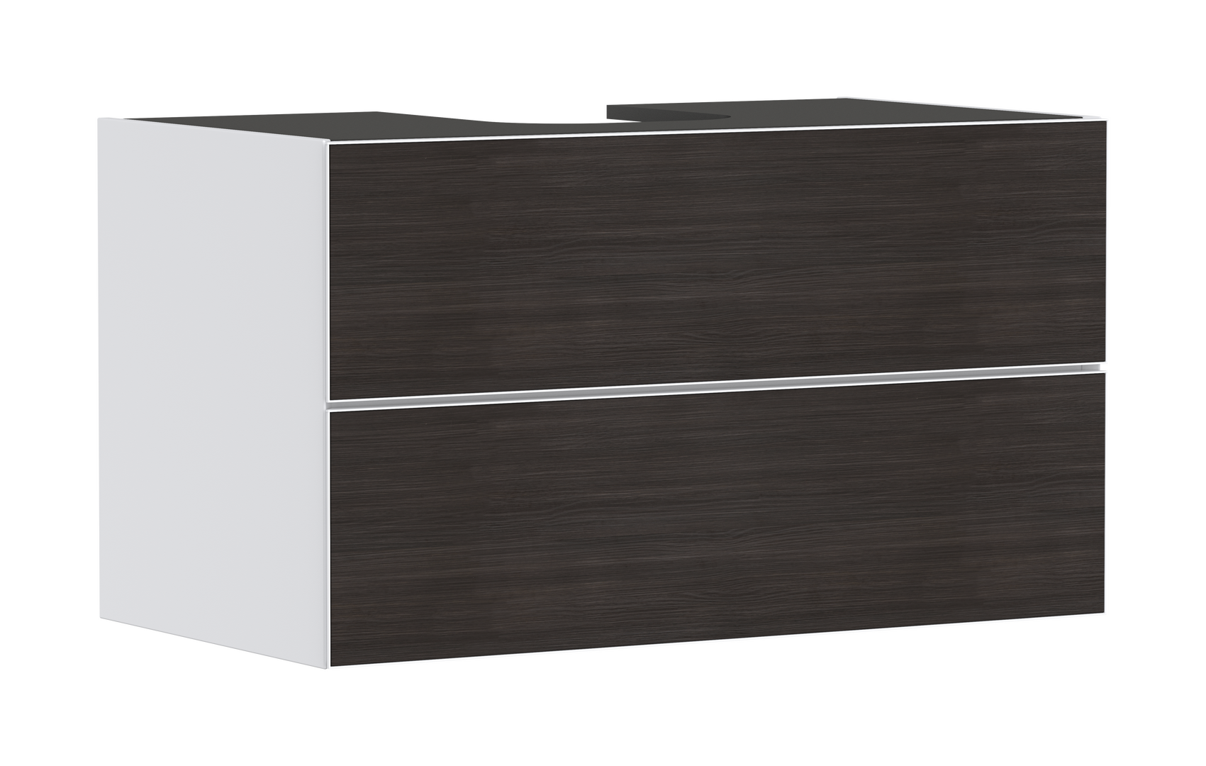 Waschtischunterschrank Mattweiss 980/550 mit 2 Schubkästen für Konsole mit Ausschnitt mittig