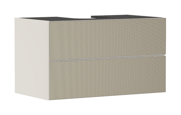 Vaskeskab mat sandbeige 980/550 med 2 skuffer til bordplade med udskæring i midten