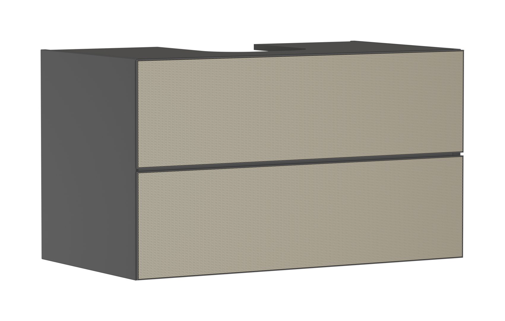 Waschtischunterschrank Schiefergrau Matt 980/550 mit 2 Schubkästen für Konsole mit Ausschnitt mittig