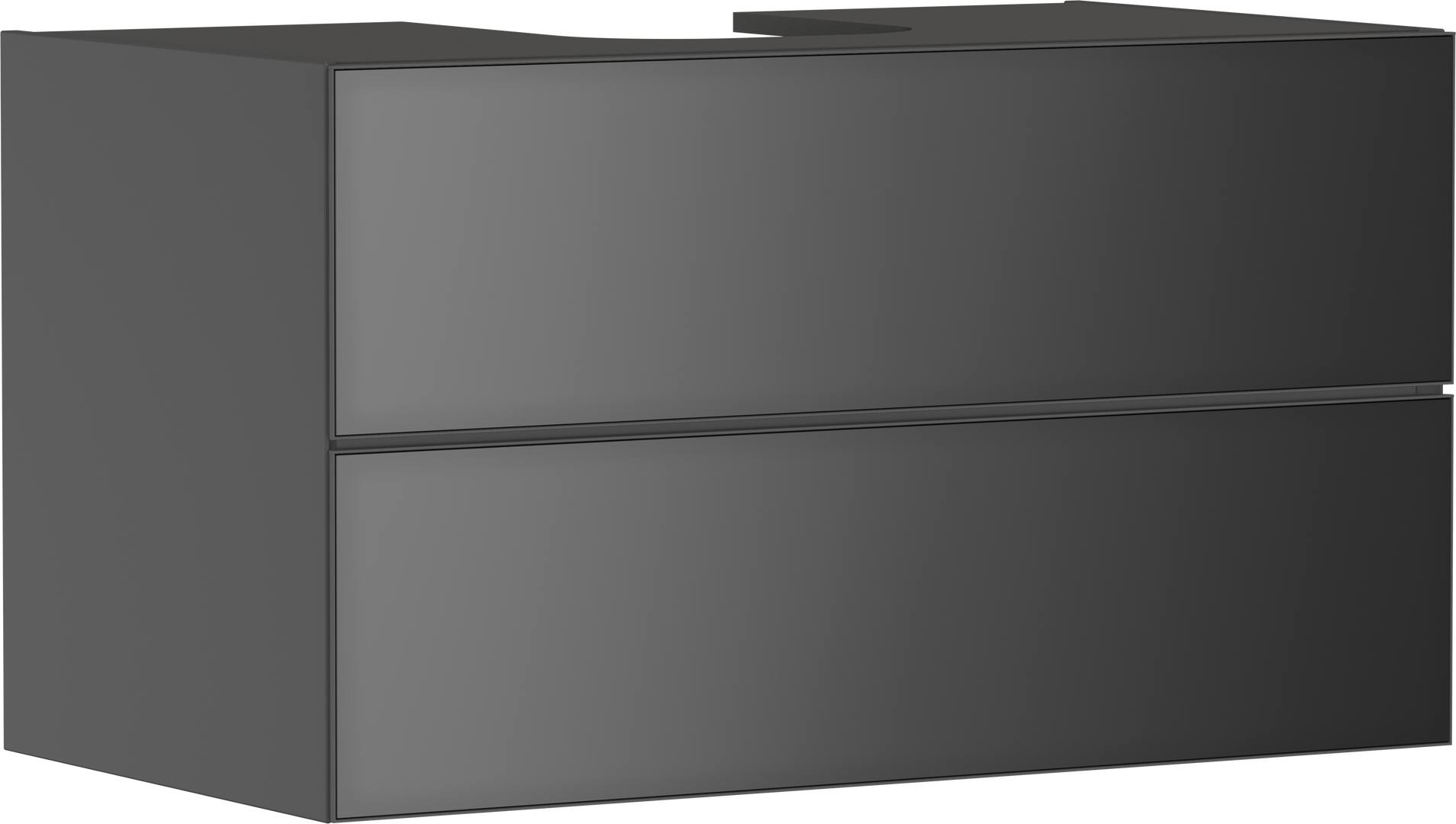 Skrinka pod umývadlo bridlicová matná sivá 980/550 s 2 zásuvkami pre dosku s výrezom uprostred