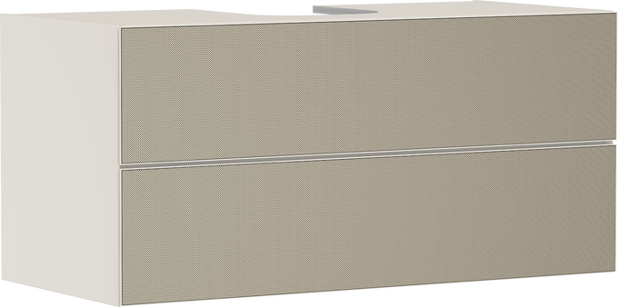 Waschtischunterschrank Sandbeige Matt 1180/550 mit 2 Schubkästen für Konsolen mit Aufsatzwaschtisch geschliffen