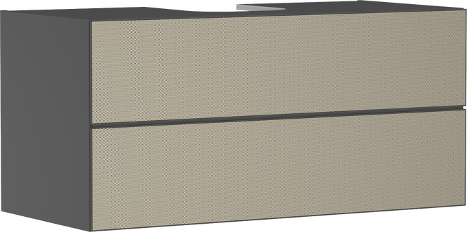 Skříňka pod umyvadlo břidlicová matná šedá 1180/550 se 2 zásuvkami pro desky se zápustným umyvadlem na desku