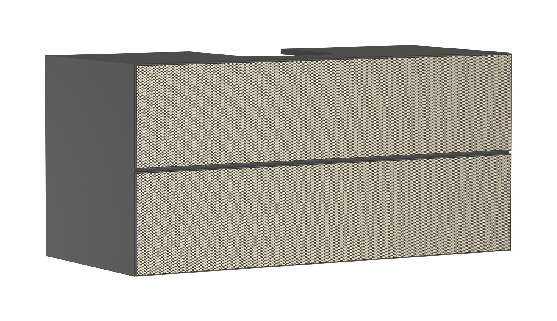 Meuble sous-lavabo Gris ardoise mat 1180/550 avec 2 tiroirs pour console avec découpe au milieu