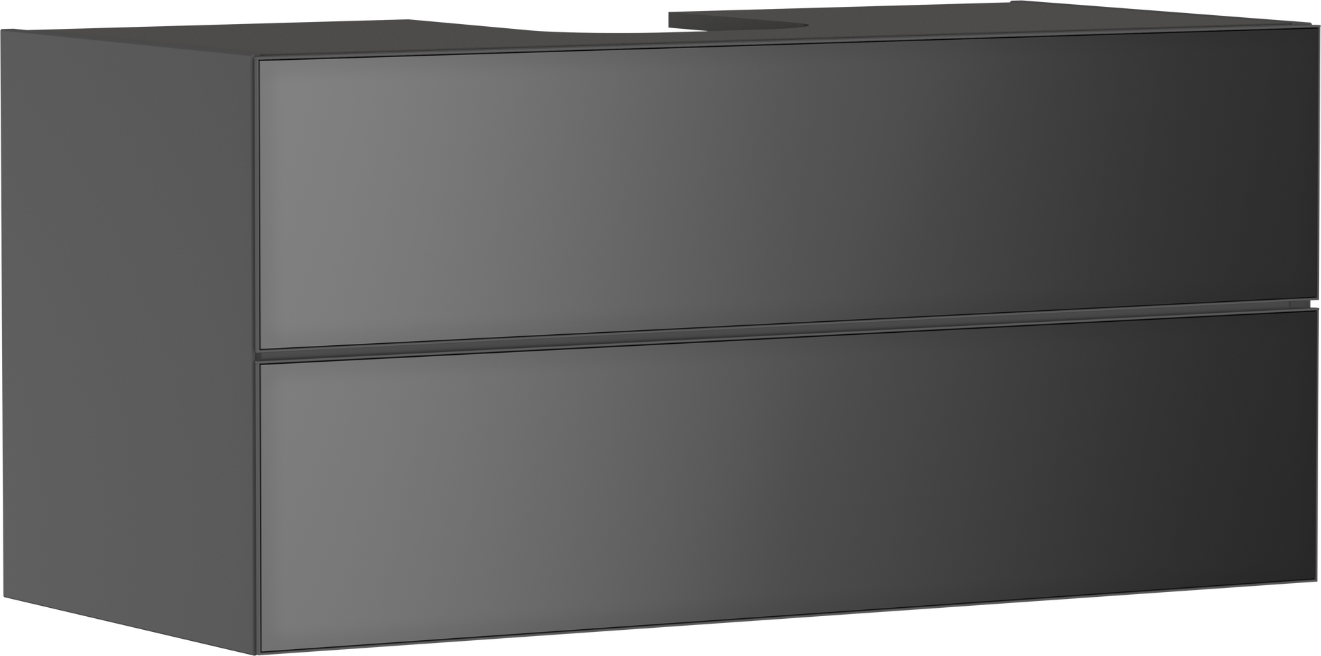 Waschtischunterschrank Schiefergrau Matt 1180/550 mit 2 Schubkästen für Konsole mit Ausschnitt mittig