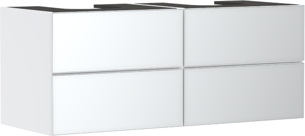 Meuble bas pour double vasque/lavabo à poser Xevolos E 1370/550, 4 tiroirs, caisson Blanc mat