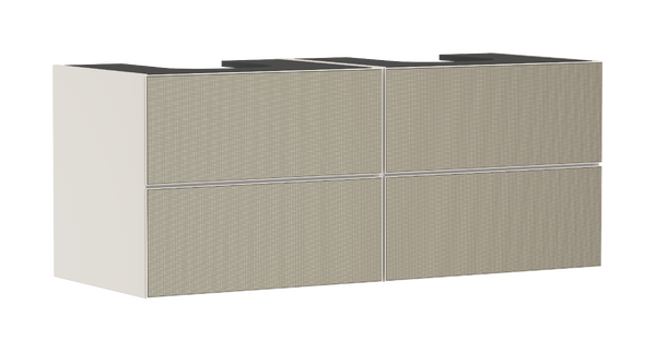 Meuble bas pour double vasque/lavabo à poser Xevolos E 1370/550, 4 tiroirs, caisson Beige mat