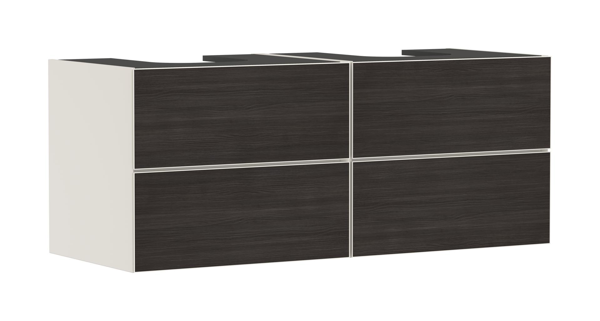 Vanity unit Sand Matt Beige 1370/550 with 4 drawers for console with 2 cutouts