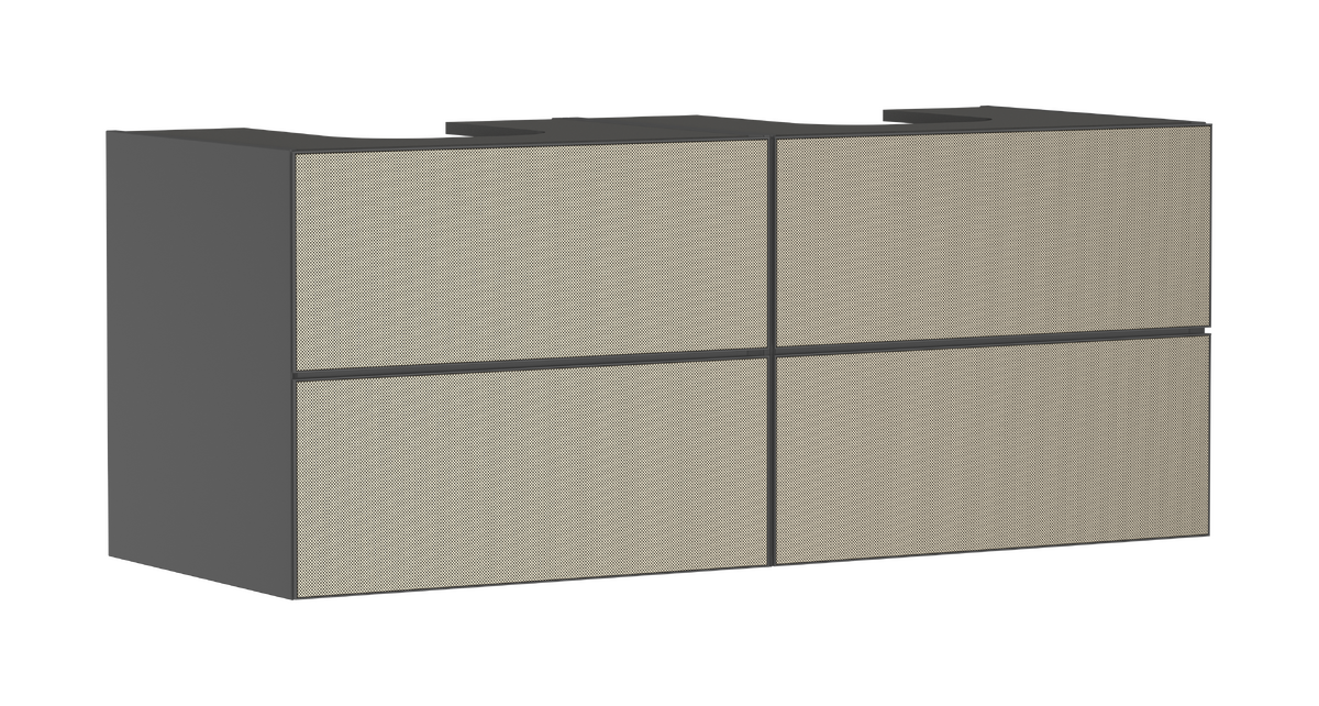 Waschtischunterschrank Schiefergrau Matt 1370/550 mit 4 Schubkästen für Konsolen mit 2 Aufsatzwaschtische/Aufsatzwaschtische geschliffen