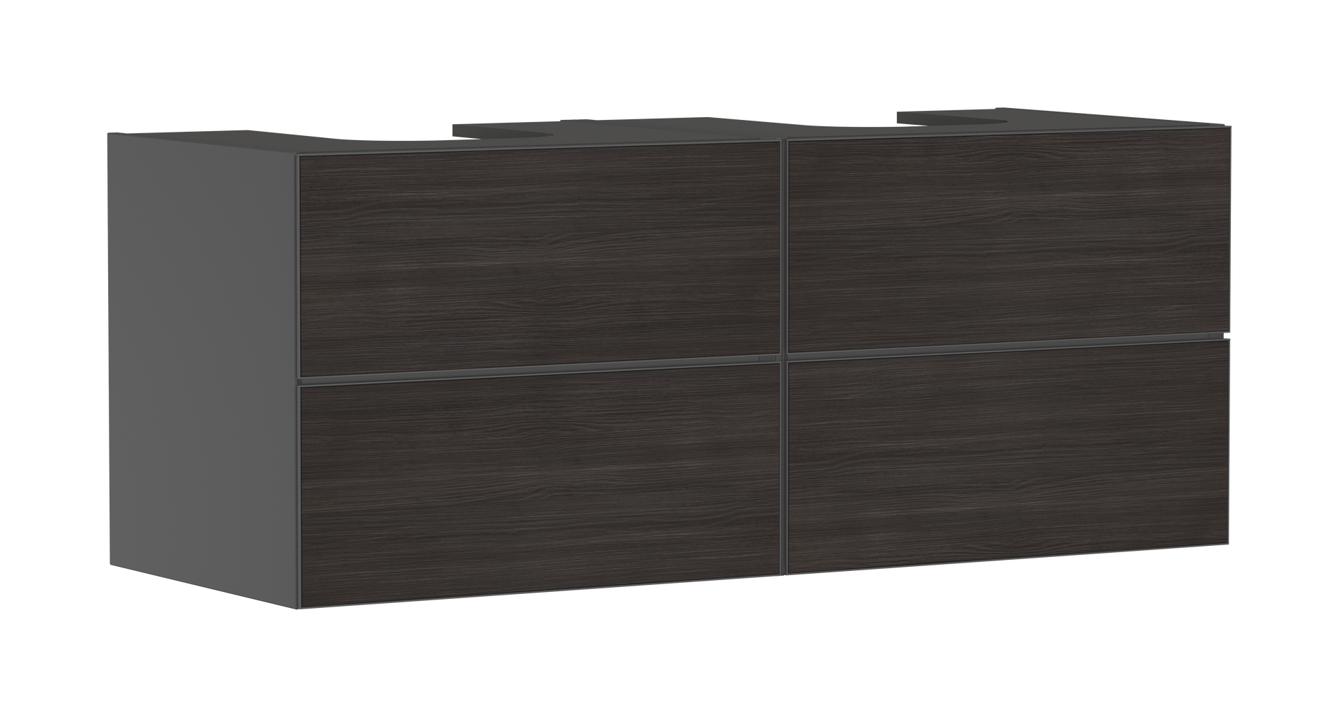 Vanity unit Slate Matt Grey 1370/550 with 4 drawers for console with 2 cutouts