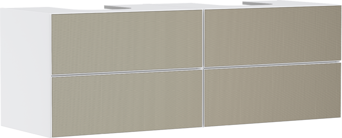 Onderkast mat wit 1570/550 met 4 laden voor 2 wastafels
