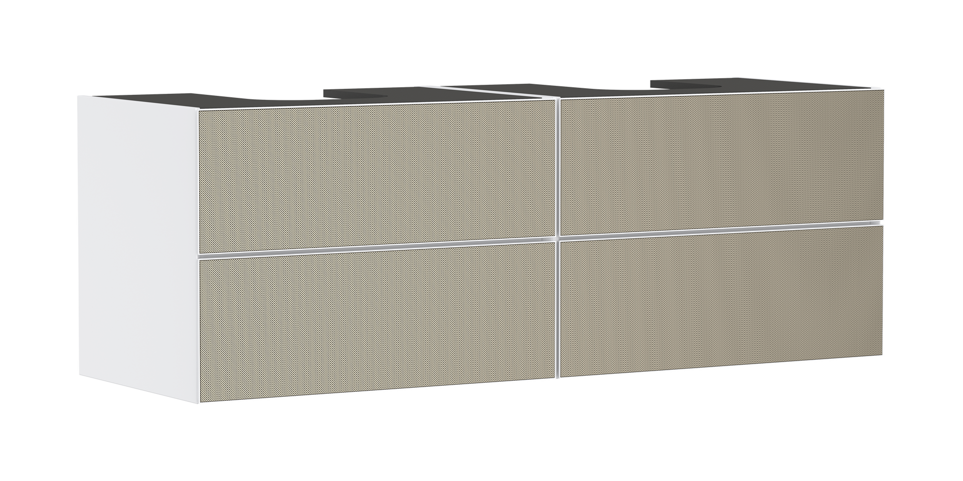 Vanity unit Matt White 1570/550 with 4 drawers for console with 2 cutouts