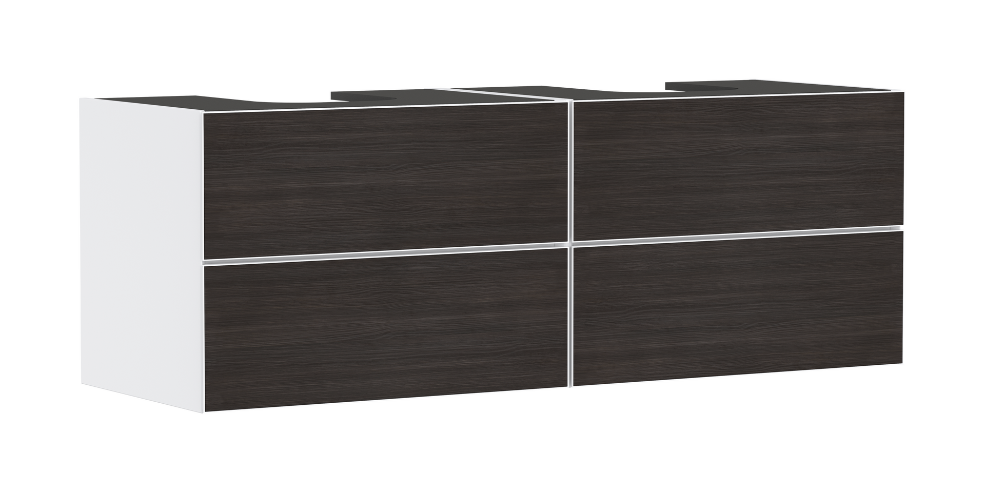 Onderkast Matt White 1570/550 met 4 laden voor console met 2 uitsparingen