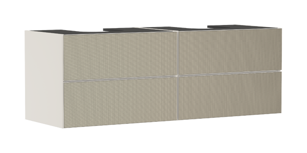Meuble bas pour double vasque/lavabo à poser Xevolos E 1570/550, 4 tiroirs, caisson Beige mat