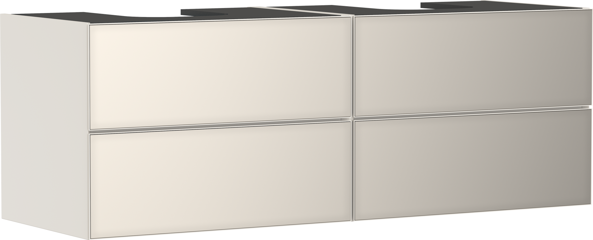 Base sottolavabo con 4 cassetti Beige Sabbia Opaco 1570/550 per top con 2 fori