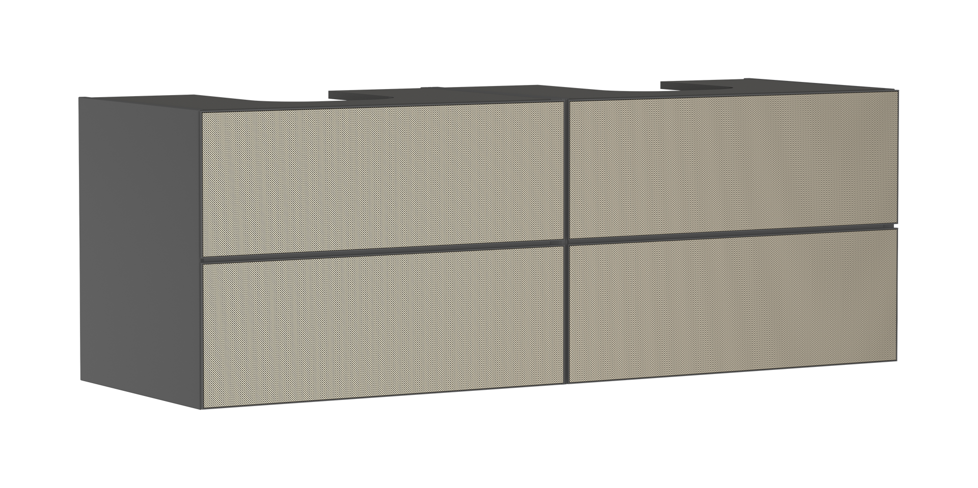 Onderkast Slate Matt Grey 1570/550 met 4 laden voor console met 2 uitsparingen