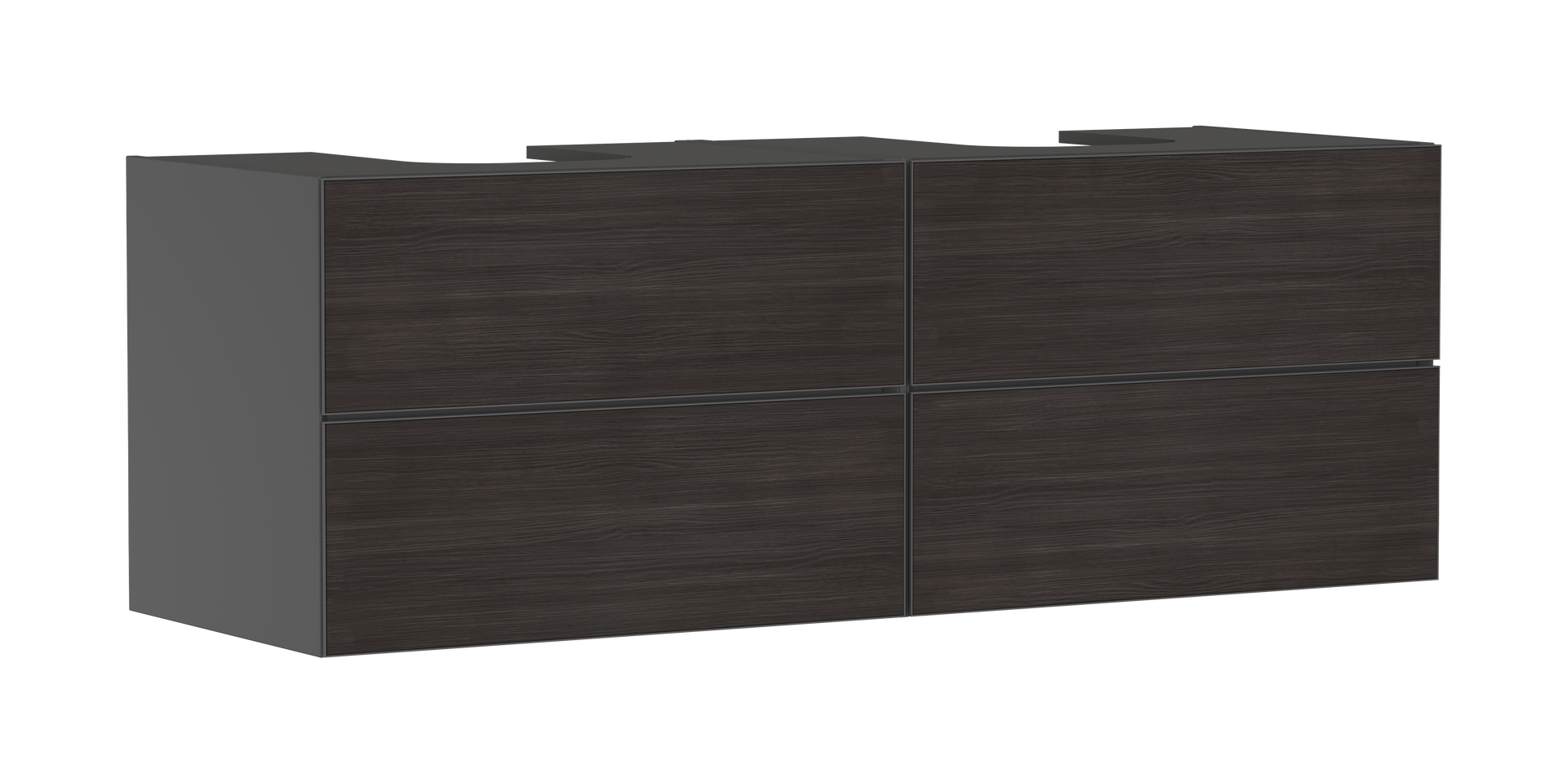 Onderkast Slate Matt Grey 1570/550 met 4 laden voor console met 2 uitsparingen