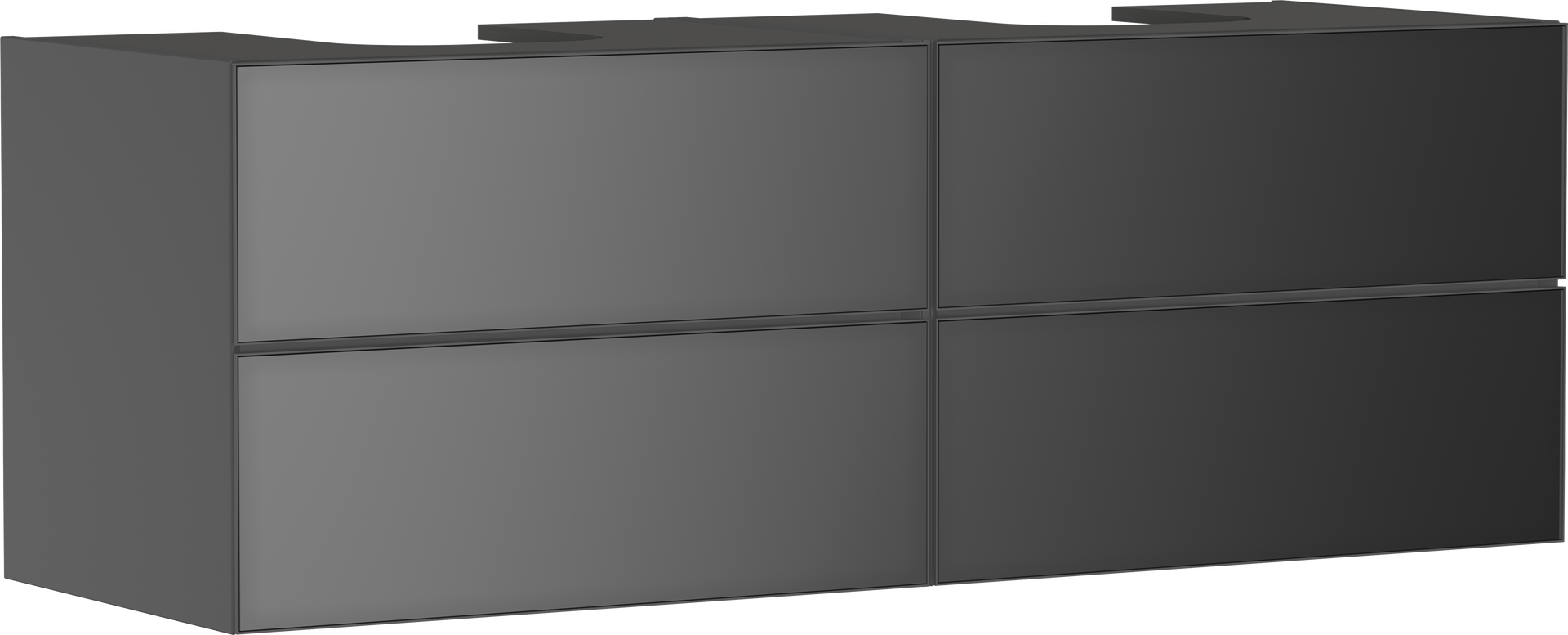 Mueble de baño gris pizarra mate 1570/550 con 4 cajones para consolas con 2 recortes