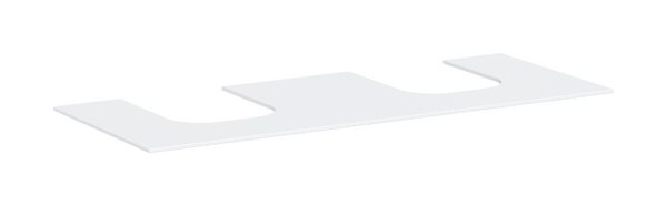 Bordplade 1370/550 med 2 udskæringer til bordmonteret vask med slebet underside Mat hvid