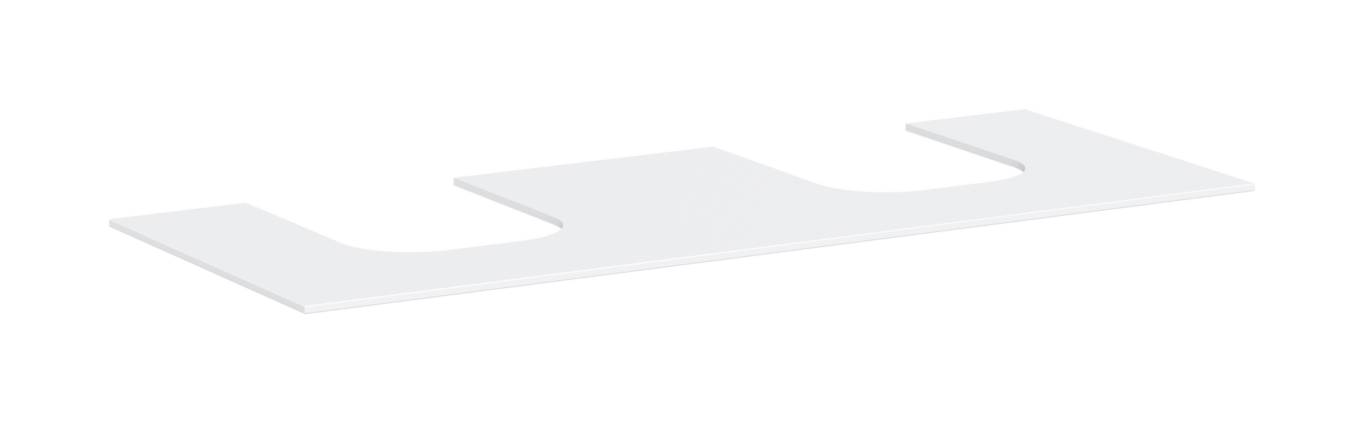 Bordplade 1370/550 med 2 udskæringer til bordmonteret vask med slebet underside