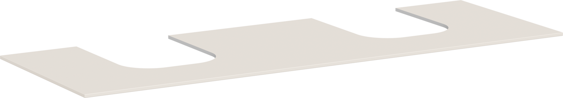 Bordplate 1570/550 med 2 utskjæringer for bordmontert servant med slipt underkant