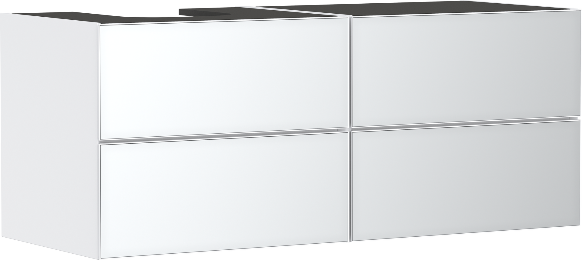 Vanity unit Matt White 1370/550 with 4 drawers for console with cutout left