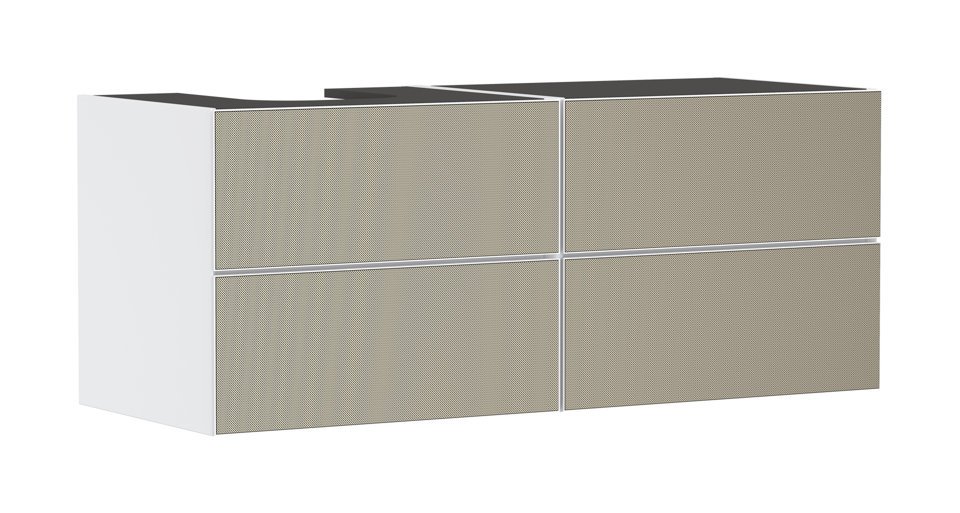 Vanity unit Matt White 1370/550 with 4 drawers for console with cutout left