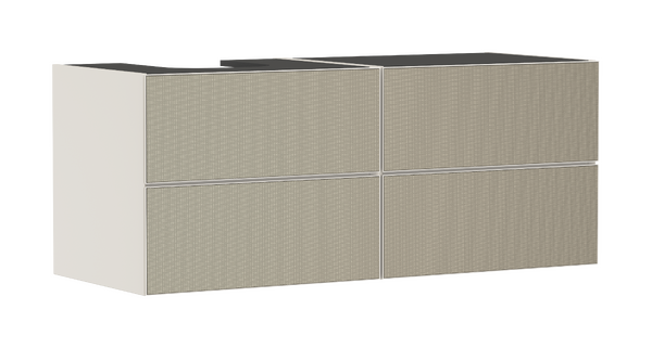 Meuble bas 1370/550 pour vasque/lavabo à poser à gauche Xevolos E, 4 tiroirs, caisson Beige mat