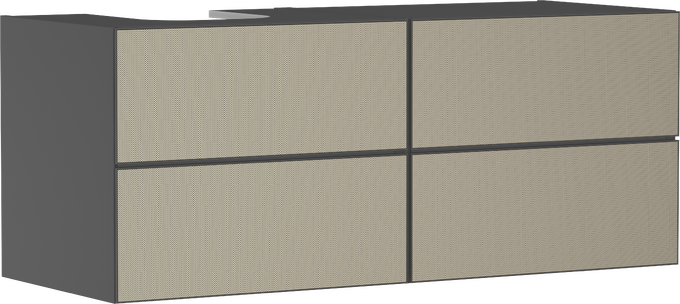 Skříňka pod umyvadlo břidlicová matná šedá 1370/550 se 4 zásuvkami pro desky se zápustným umyvadlem na desku vlevo