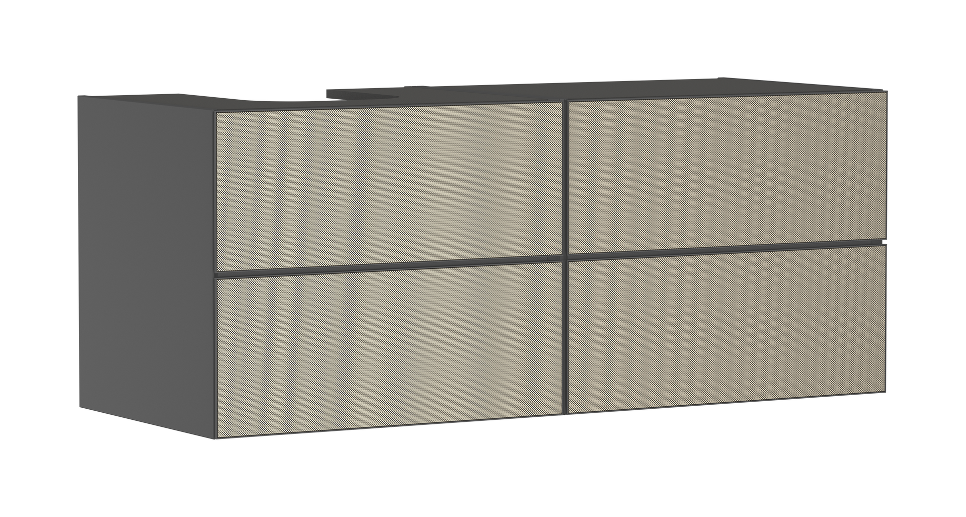 Waschtischunterschrank Schiefergrau Matt 1370/550 mit 4 Schubkästen für Konsole mit Ausschnitt links