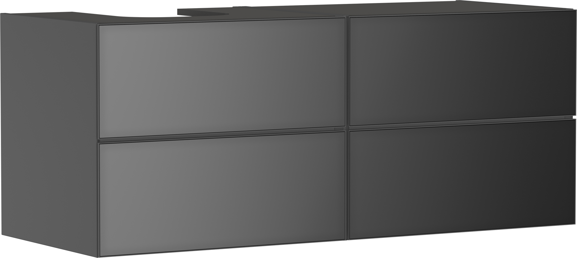 Base sottolavabo con 4 cassetti Grigio Ardesia Opaco 1370/550 per top con foro a sinistra